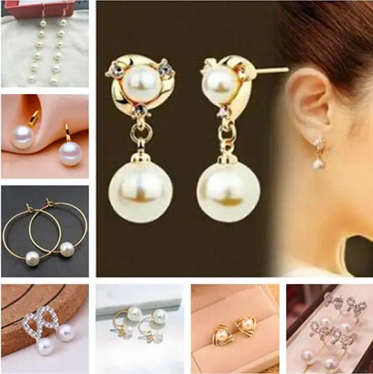 

Wedding party gift fashion simple crystal alloy heart-shaped bow imitation pearl earrings female exquisite jewelry gift
