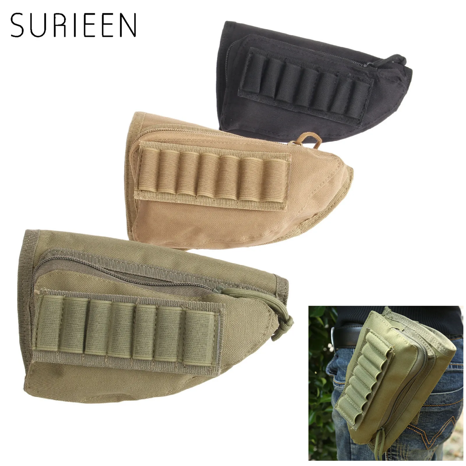 

Tactical Buttstock Shotgun Rifle 12 Round Stock Bullet Ammo Nylon Sling Bag Shell Cartridge Clip Holder Magazine Pouch 21*12*5cm