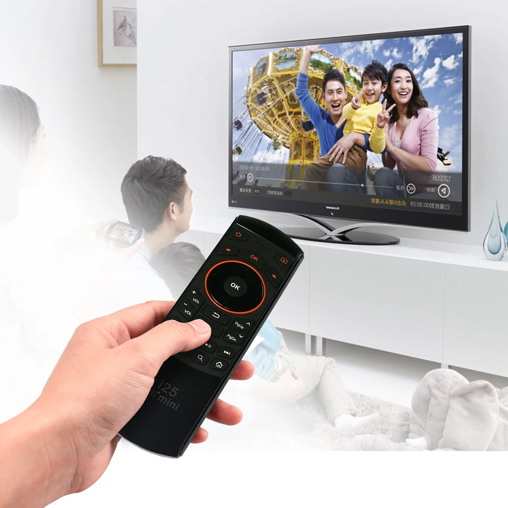melhor I25 Rii originais 2.4G Voar Rato Ar Russa Teclado Sem Fio de Jogo Combos IR aprendizagem Remoto Para Android Smart TV Box Mini PC