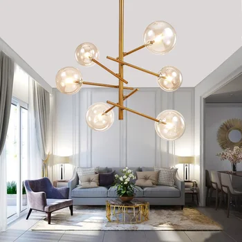 

LED chandelier loft deco fixtures Glass suspension luminaires Nordic hanging lights bedroom lighting living room suspended lamps