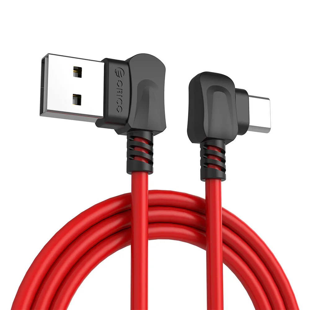 ORICO прямоугольный изгиб для телефонов USB TYPE C usb зарядный кабель для Samsung Galaxy S8 Note 8, OnePlus 2, для Xiaomi USB-C - Цвет: Красный