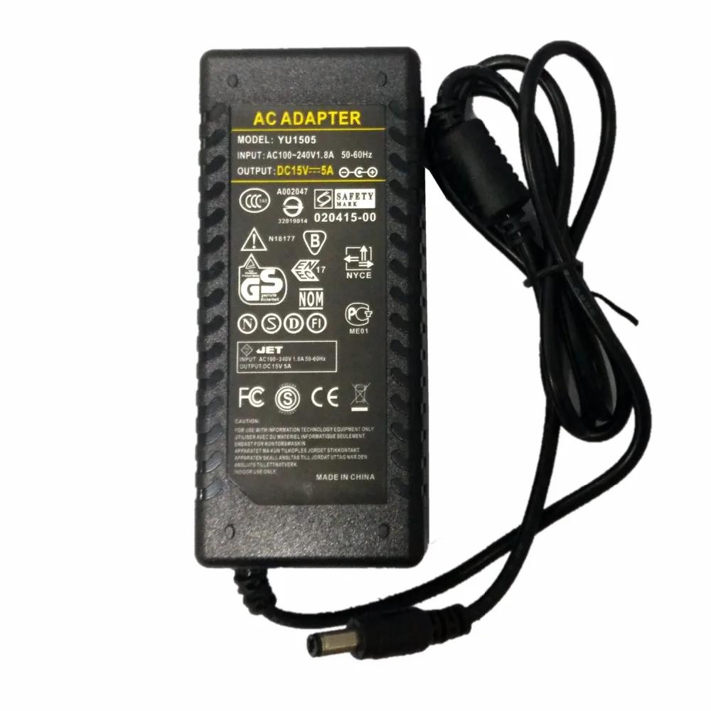 15V5A 75Wswitching зарядное устройство 15V 5A AC DC адаптер для светодиодных светильников