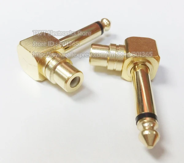

Copper Right Angle 1/4" 6.3mm Male plug to RCA/Phono Female Adapter Converter For AV Audio , 3pcs , Free shipping