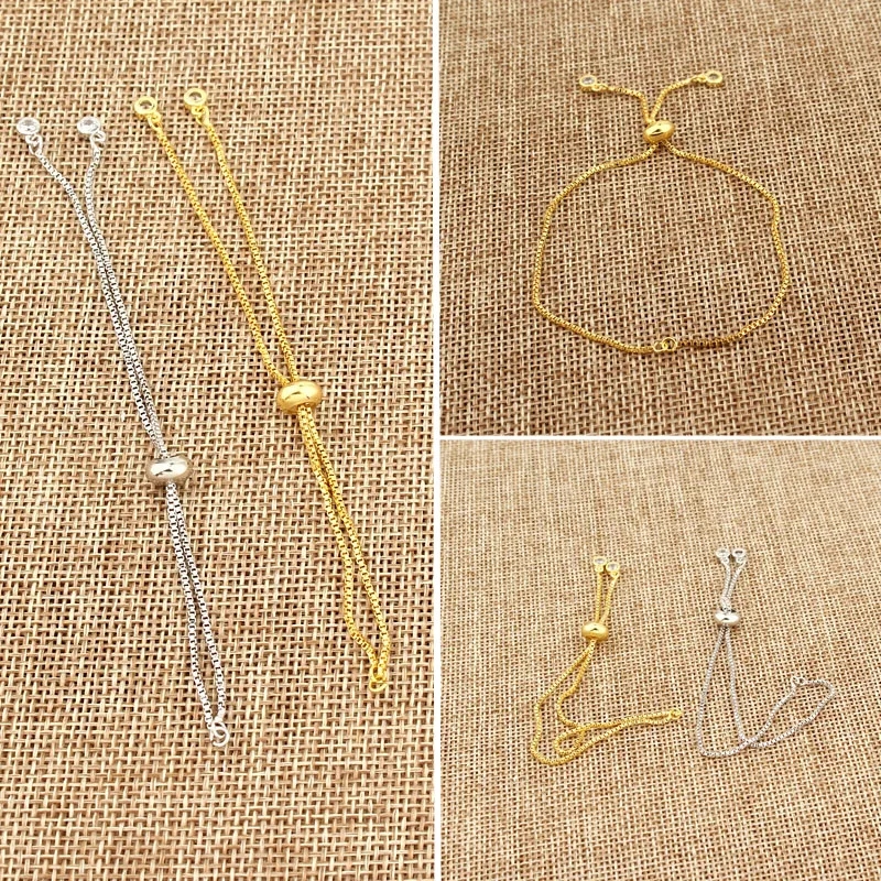 

1Pc 22cm Gold Silver Bracelet Base Findings DIY Connectors Chain Adjustable Detachable Fashion Bracelets Jewelry Making AC434