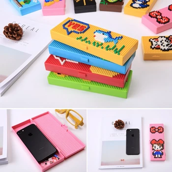 

1pc Simple Blocks Multifunctional Creative Pencil Case Plastic Lego Storage Box Puzzle Assembly Children Day Birthday Party Gift