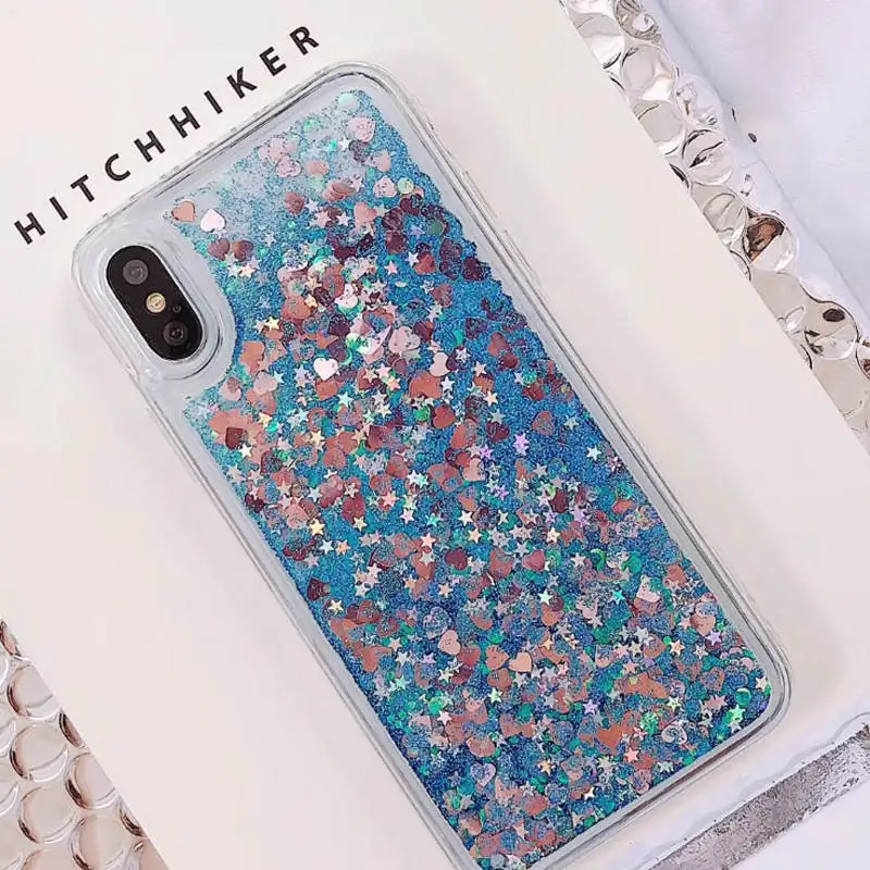 

For Huawei Y5 Y6 Y7 Y9 Prime 2018 Rugged Liquid Glitter Silicone Soft TPU Water Dynamic Quicksand Case For Huawei Y9 2019 Capa