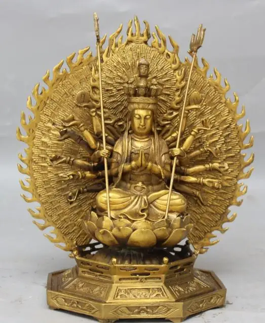 

S01435 11" Chinese Bronze 1000 Arms Avalokiteshvara of Goddess Guan Yin Buddha Statue (B0328)
