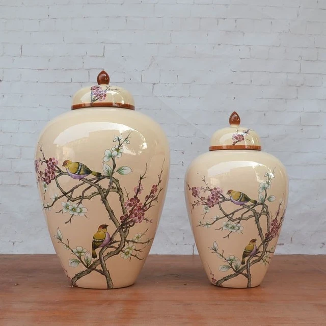 Chinese Ceramic Jar High Temperature Temple Vase Restaurant Chinese Ceramic Jar High Temperature Temple Vase Restaurant Decoration Ginger Flower And Bird