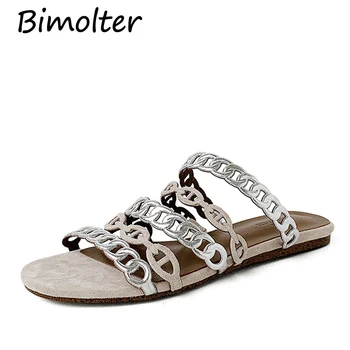 

Bimolter Sapato Feminino Summer Beach Outdoor Shoes Women Hot Colorful Chain Kid Suede Slipper Woman Slides Sandalias Mujer C120
