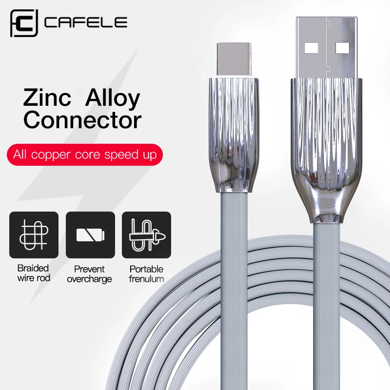 CAFELE светодиодный светильник type-C USB кабель для samsung huawei Xiaomi Синхронизация данных Быстрая зарядка умный контроль USB кабель для зарядки данных 120 см