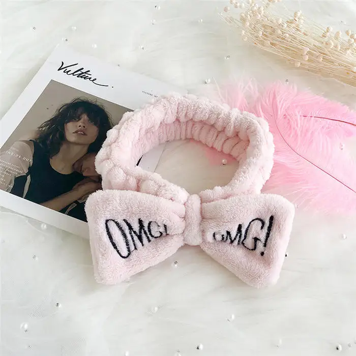 New Colorful OMG Letters Bow Coral Fleece Hairbands For Women Girls Headbands Bandanas Hair Bands Headwear Kids Hair Accessories - Цвет: 5