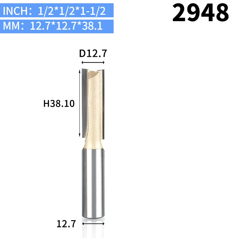 HUHAO 1 шт. 1/" 1/2" хвостовик 2 флейты прямой бит Деревообрабатывающие инструменты фреза для дерева, карбида вольфрама, Концевая фреза - Длина режущей кромки: 2948