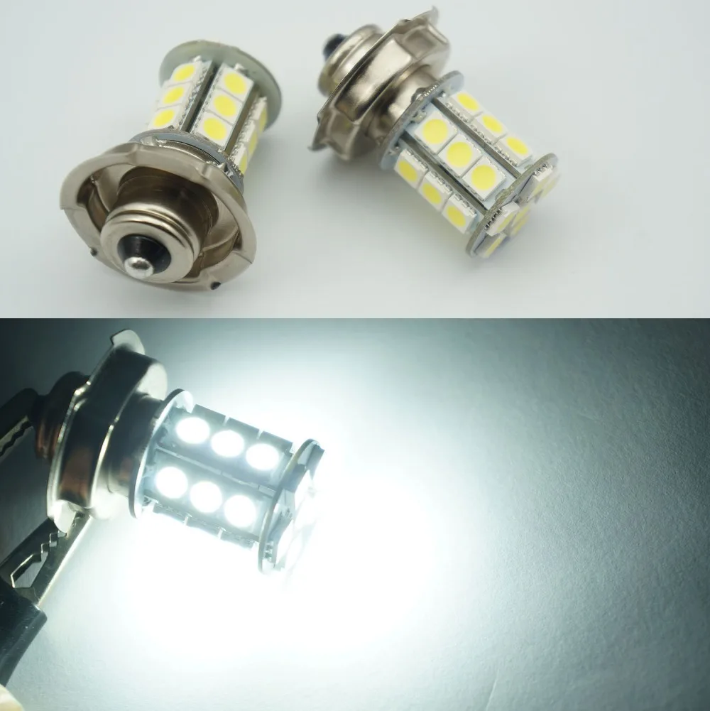 2x 6V P26 S 24 SMD P26S LED White Motorbike Motorcycle Headlight Car