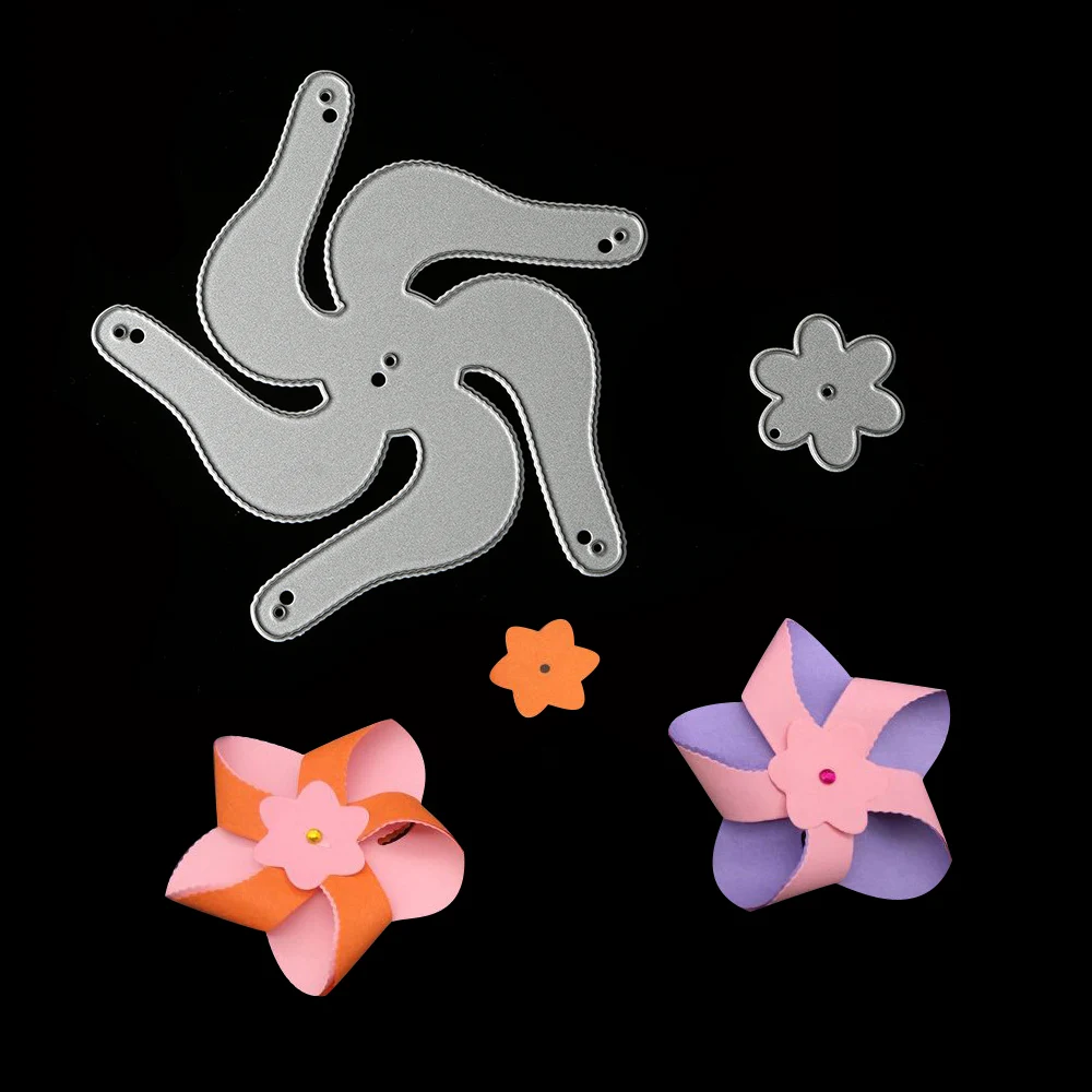 1PC 3D Flower Windmill Pinwheel Metal Cutting Dies 