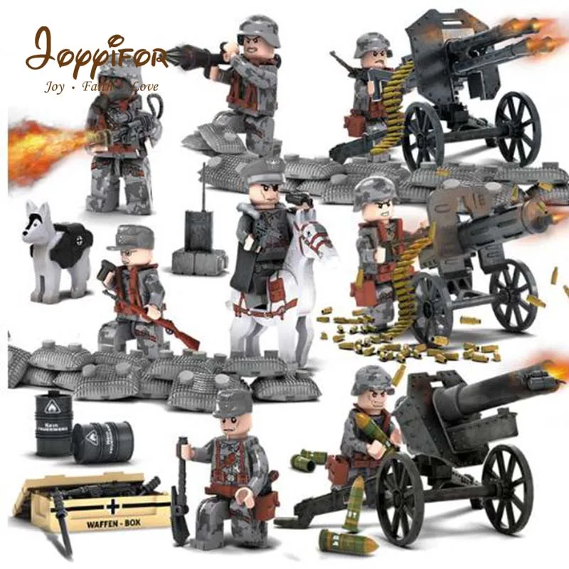

8PCS/Set Military Figures With Weapons Building Blocks Set Compatible Legoed Soldiers ww2 Army Bricks Gift Toys For Children Boy