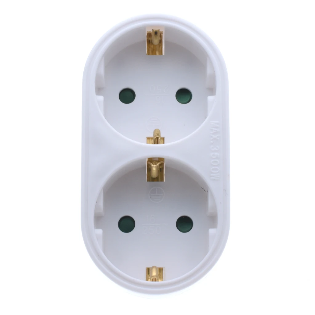 2 way European electrical power extension socket, Euro CEE7/7 Schuko to CEE7/3 wall Outlet Socket