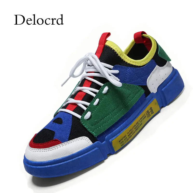 

Super Trend Men Sneakers Personality Patchwork Casual Lace Up Men Shoes Comfortable Student Shoes