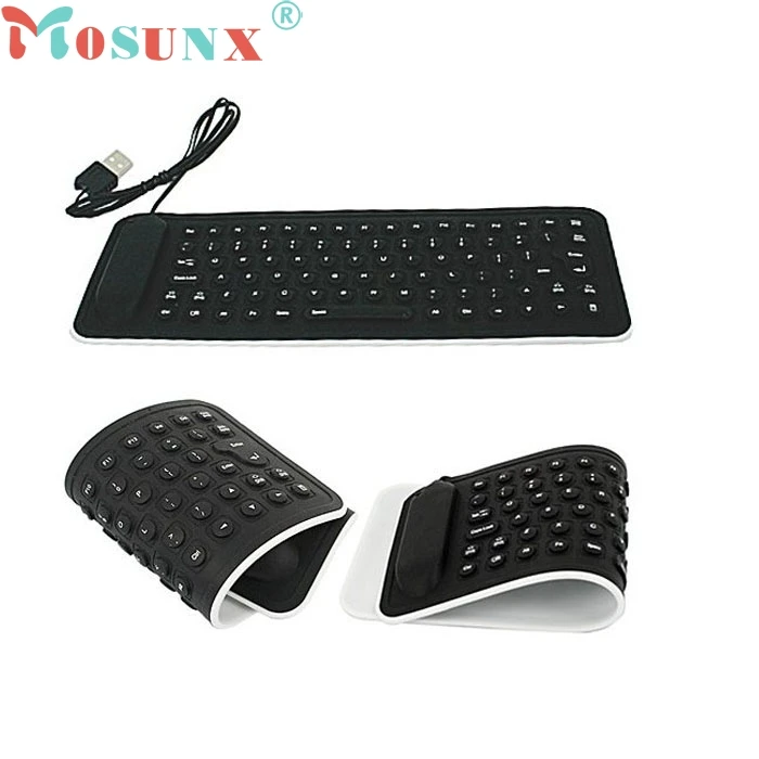 

Ecosin 2 Portable USB Mini Flexible Silicone PC Keyboard Foldable for Laptop Notebook Black wired keyboard teclado NOV15