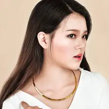 Простой Круглый чокер дизайн 316L нержавеющая сталь крутящийся момент модные ювелирные изделия воротник для женщин колье ожерелья оптом