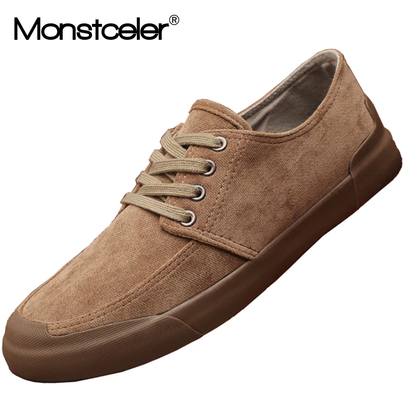 Monstceler Fashion Men Canvas Shoes Breathable British Style Rubber ...