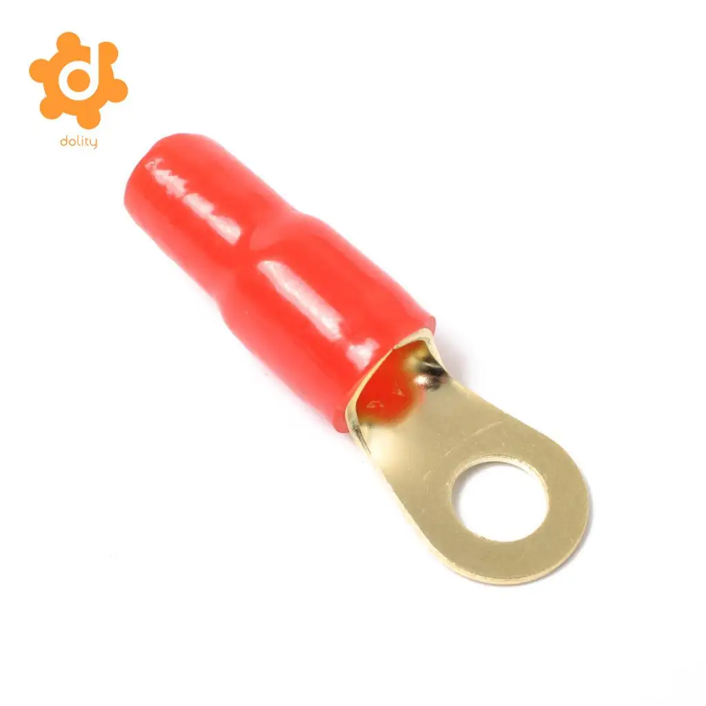 dolity 2 Pairs 4 AWG Car Audio Power Ground Wire Ring Terminal Connector Brass