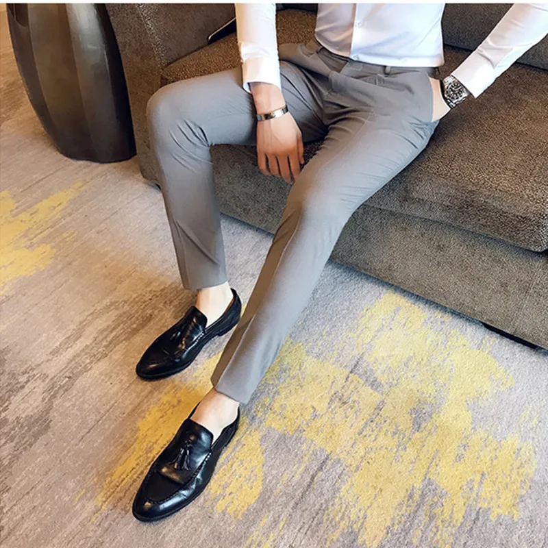 2019 New Men's Fashion Boutique Cotton Solid Color Formal Wedding Dress