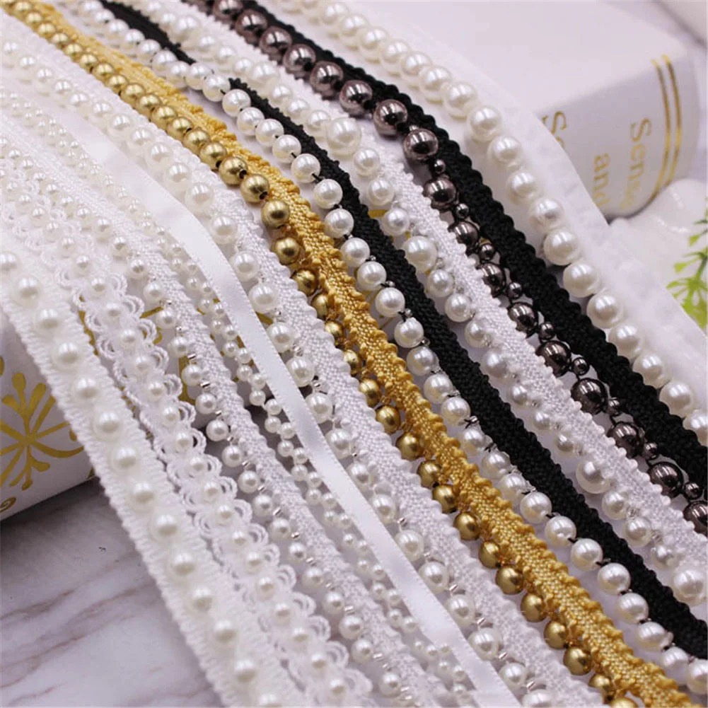 

1Yard/Lot Vintage White/Black Beaded Lace Tape Fabric Ribbon DIY Collar Sewing Garment Headdress Sewing Craft Materials