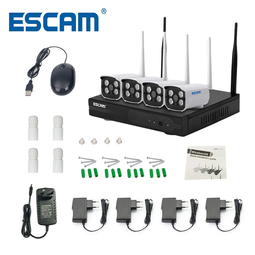 ESCAM WNK403 Plug and Play Беспроводной NVR комплект P2P 720P HD Открытый ИК ночного видения безопасности IP камера wifi CCTV системы