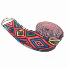 Эластичная лента для йоги с цветным узором прочный хлопчатобумажный ремешок для упражнений Регулируемая пряжка d-образного кольца дает гибкость для йоги