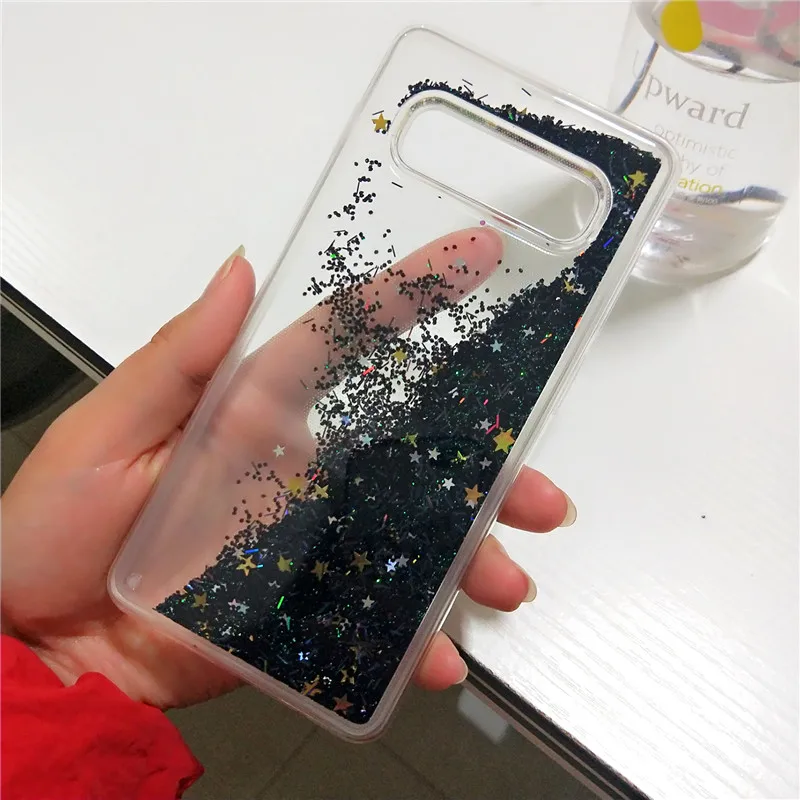 

For Samsung Galaxy S10 Lite Case Glitter Silicon Soft TPU Clear Liquid Phone Case For Samsung S10 Plus S10 Lite Back black Cover