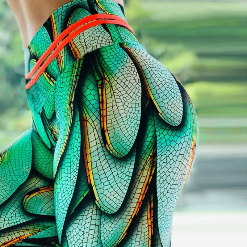 Модные Фитнес-Леггинсы с 3D принтом в виде Зеленой Змеиной чешуи, женские леггинсы с высокой талией, сексуальные леггинсы с эффектом пуш-ап, джеггинсы