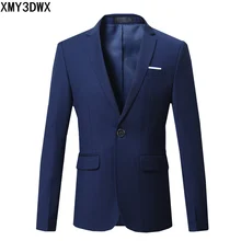 Блейзер однотонного цвета для мужчин, мужской блейзер, приталенный повседневный мужской костюм, пиджак, свадебные вечерние мужские блейзеры на одной пуговице, пальто