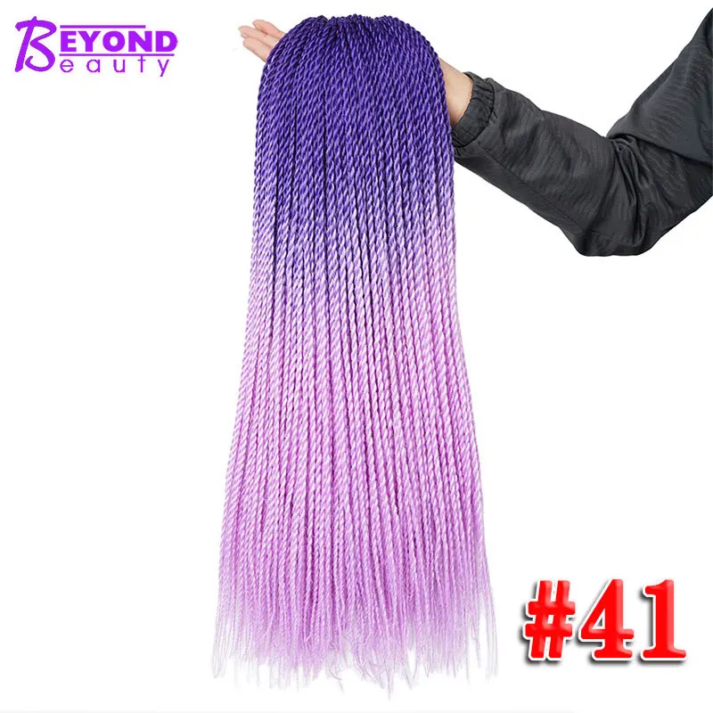 Фиолетовый Синий Цвет Омбре Сенегальские крученые волосы 24 дюйма вязанные косы синтетические косички волосы для Африканской женщины оптом - Цвет: 41