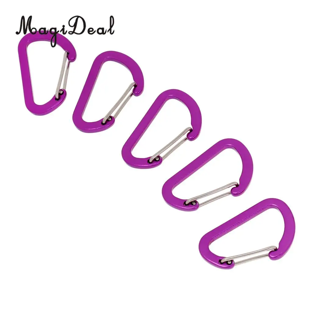 High Quality 5 Piece Outdoor D Ring Carabiner Spring Snap Clip Key Chain Hook Buckle Climbing Caving Hiking Camping Travel
