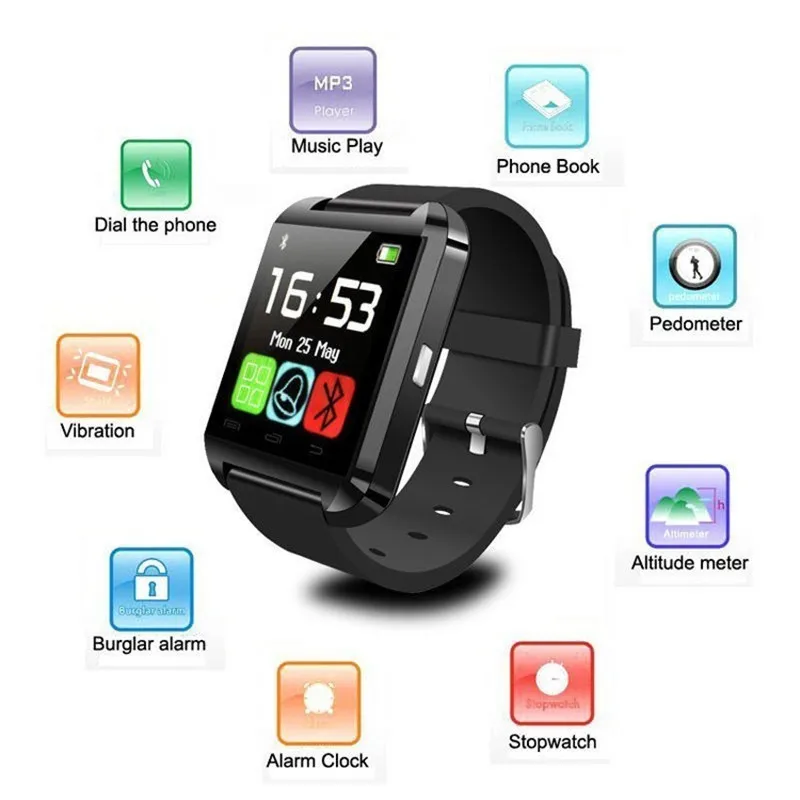 

2019 Men Bluetooth U8 Smart Watch With Camera Bluetooth WristWatch For Android IOS Phone Smartwatch PK DZ09 A1 Q18 M26 GT08 T8