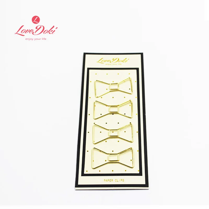 Lovedoki Cute Paper Clips Bookmark Gold Bow Clip Notebook Diy Accessories Bookend Metal School Office Supplies |