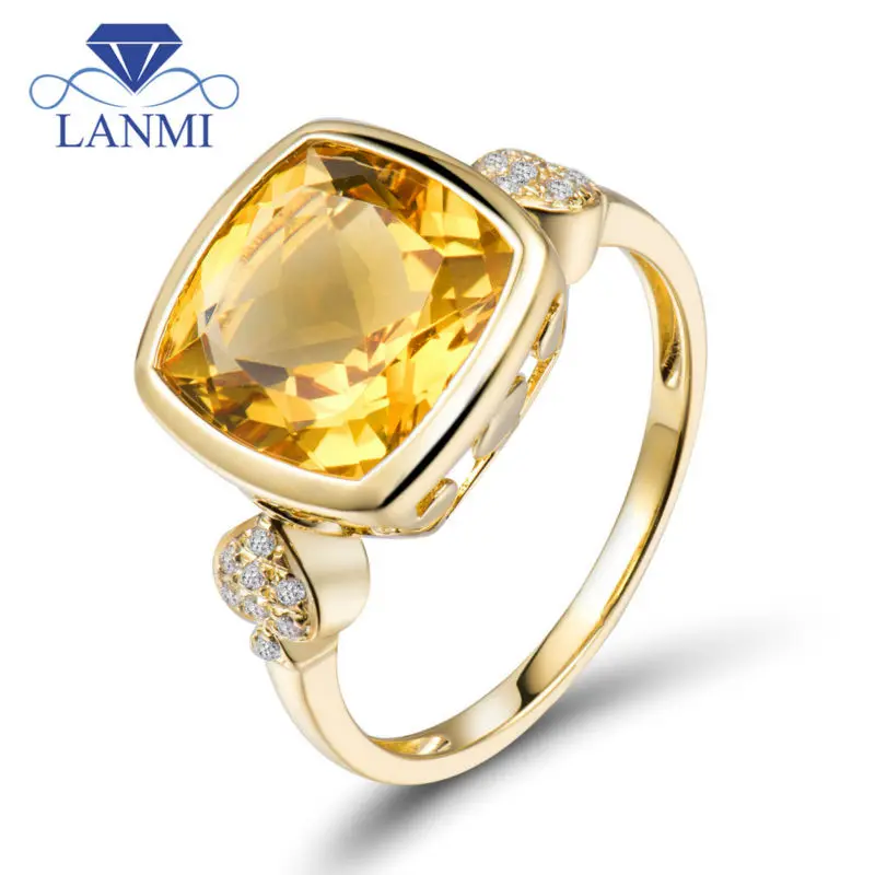 Classic Ring 18k Yellow Solid Gold Gemstone Citrine Engagement Rings Cushion Cut Fine Jewelry for Women Birthday Gift Jewelry Classic Ring 18k Yellow Solid Gold Gemstone Citrine Engagement Rings Cushion Cut Fine Jewelry for Women Birthday Gift Jewelry