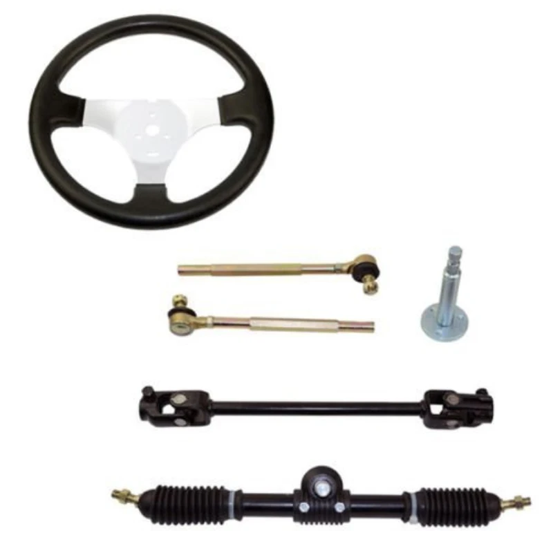 SetofGoKartSteeringWheelAssembly110CCTieRodRACKAdjustable