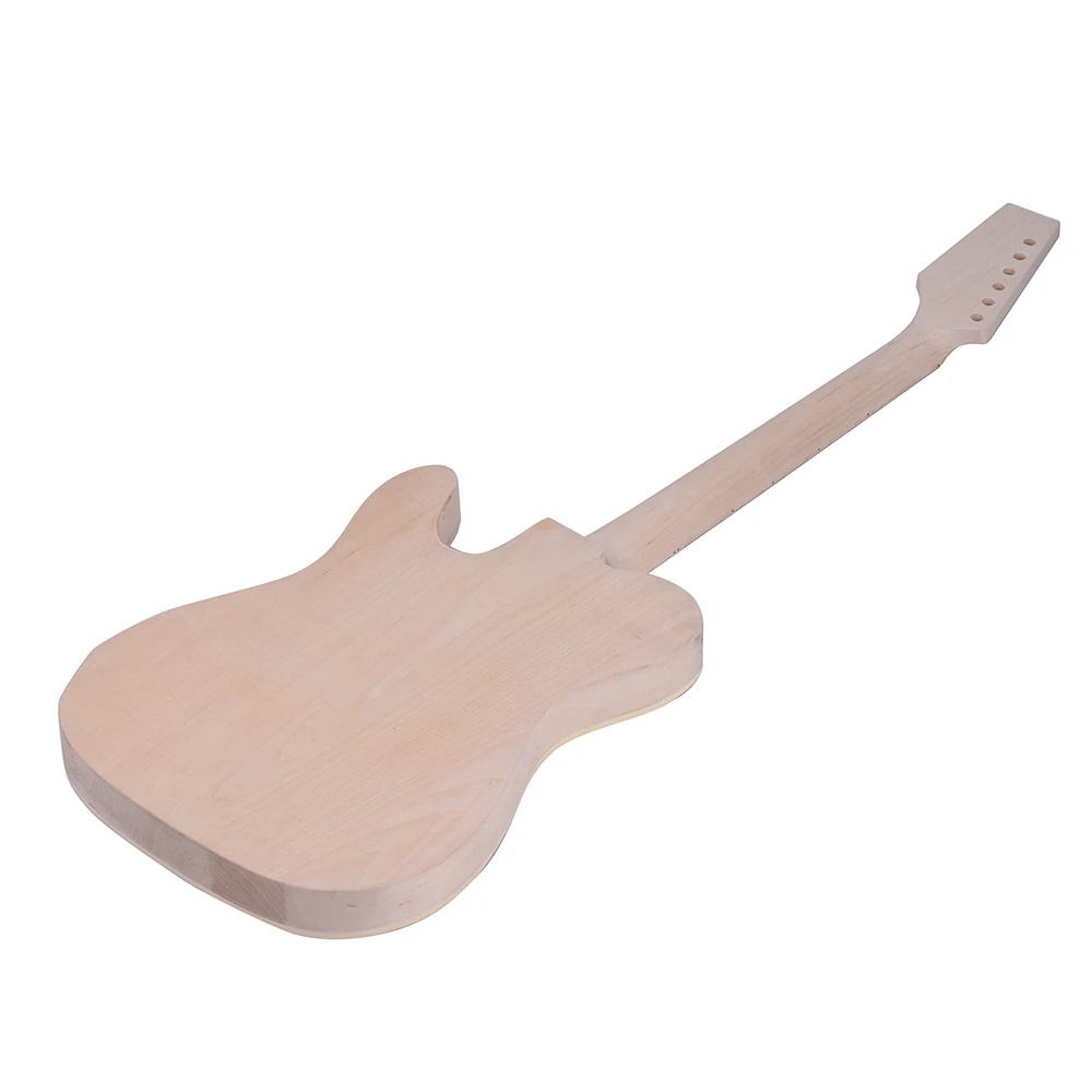 Cheap New Arrivals ammoon Unfinished Electric Guitar DIY Kit Basswood Body Burl Surface Maple Wood Neck & Fingerboard 1