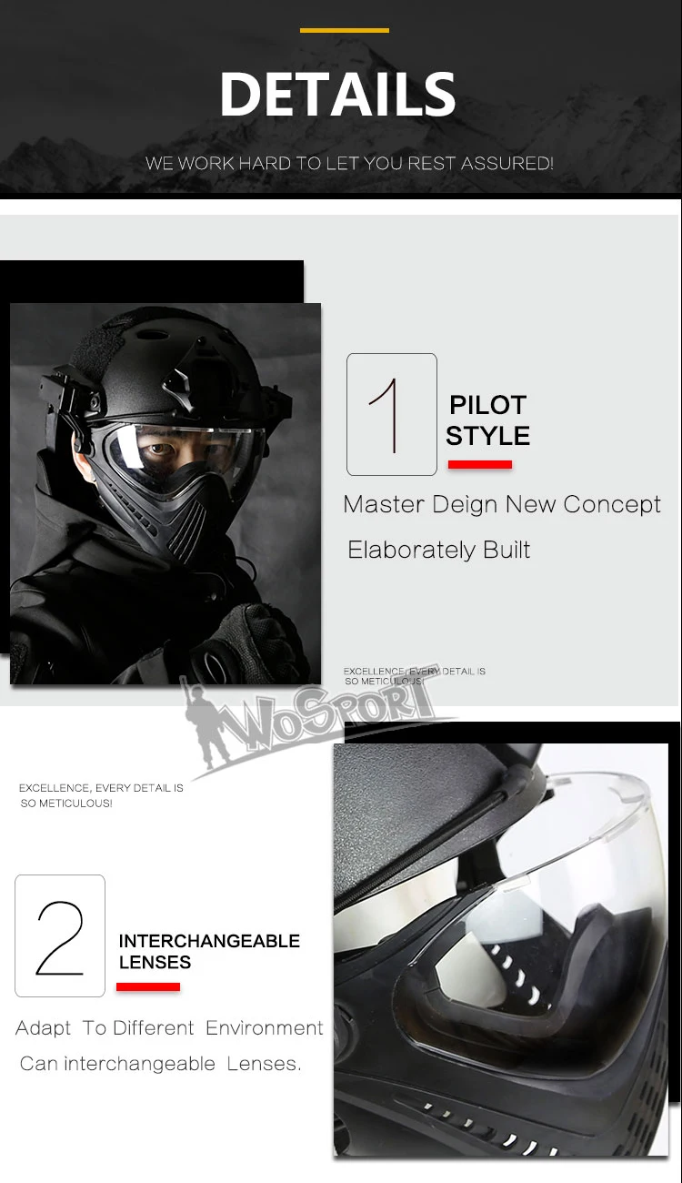 M4 M16 AR 15 Accessories Airsoft tactical Paintball fast helmet WST Pilot Mask for hunting shooting (7)