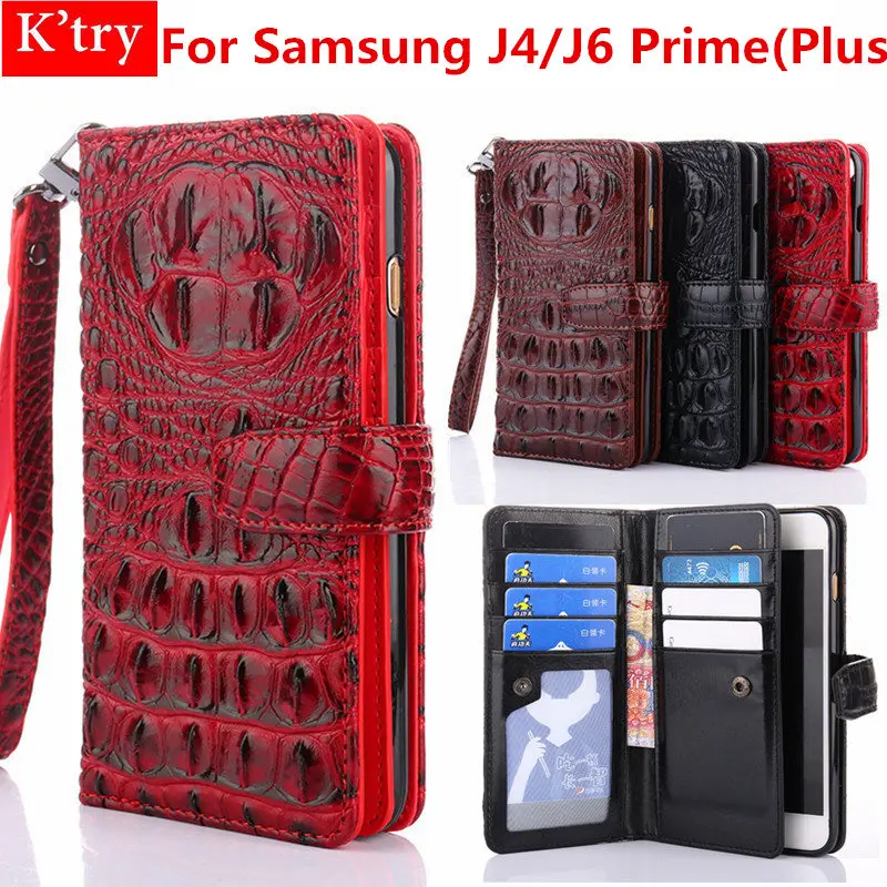 Для samsung J4/J6 премьер (плюс) флип чехол 3D аллигатора крокодиловой кожи Стенд слота