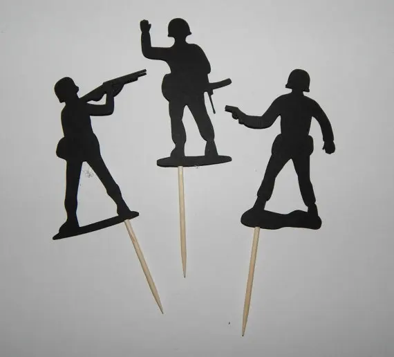 

Army Men Silhouette Cupcake Toppers sports event Party Picks baby shower wedding birthday toothpicks decor