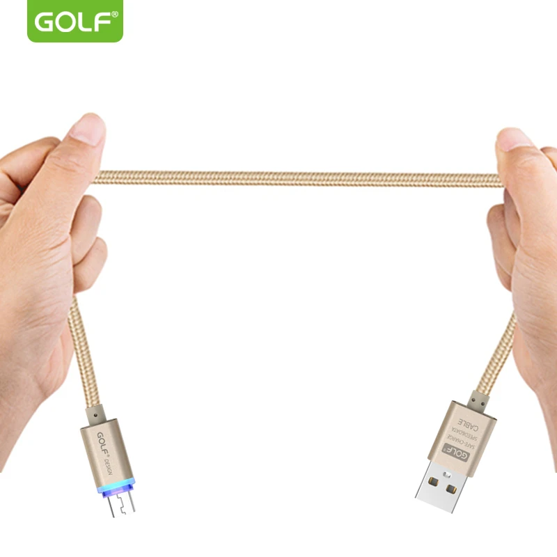 Кабель зарядный GOLF со светодиодной подсветкой Micro USB для Samsung S6 S7 быстрое зарядное