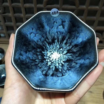 

Jianzhan Creative New Tea Cup Eight Sides Flower Style Tea Bowl Chinese Drinkware Cups and Saucers