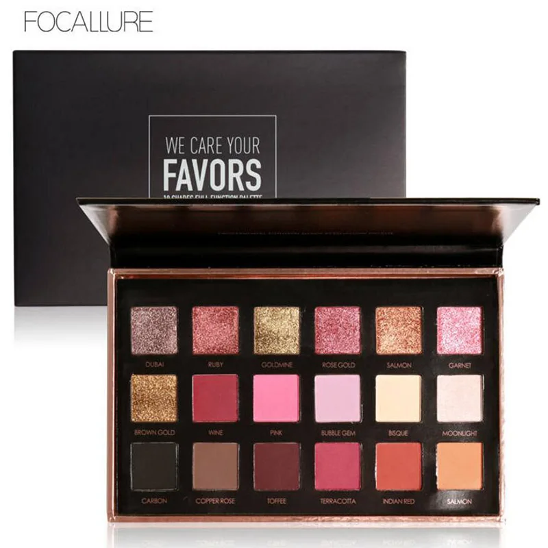 

Hot FOCALLURE 18 Colors Glitter Eyeshadow Shimmer Pigment Palette Cosmetic Glitter Eyeshadow Beauty Makeup