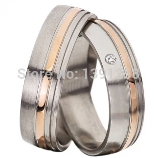 

JH Solid Couple Series 9ct 9k Rose&White Gold Diamond Couples Lovers Ring Wedding Band Fine Jewelry One Pair
