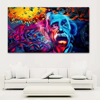 

1 Piece HD Printed Canvas Art Abstract Einstein Painting Psychedelic Color Wall Pictures for Living Room Unframed
