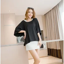 Для женщин Футболки рукава летучая мышь свободно модная футболка из двух частей(с жилетом) Мода Camisetas Mujer стиль dl1020