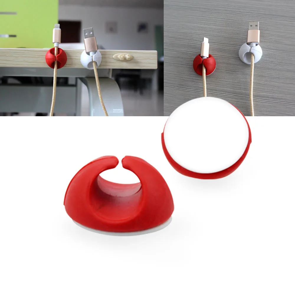 6Pcs Home Car Wire Clip USB Cable Fixed Clamp Charging Cable Holder Adhesive Car Charger Line