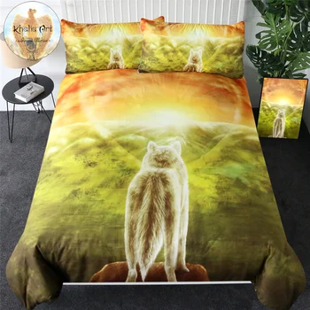 

Possibilities by Khalia Art Bedding Set Sunrise Glow Scenery Quilt Cover Wolf and Mountain Home Textiles Forest Bed Cover Set